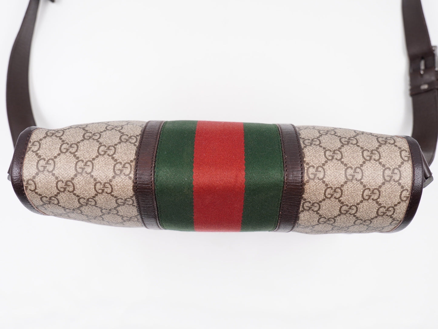 Gucci Web Flap Messenger Coated Canvas Brown
