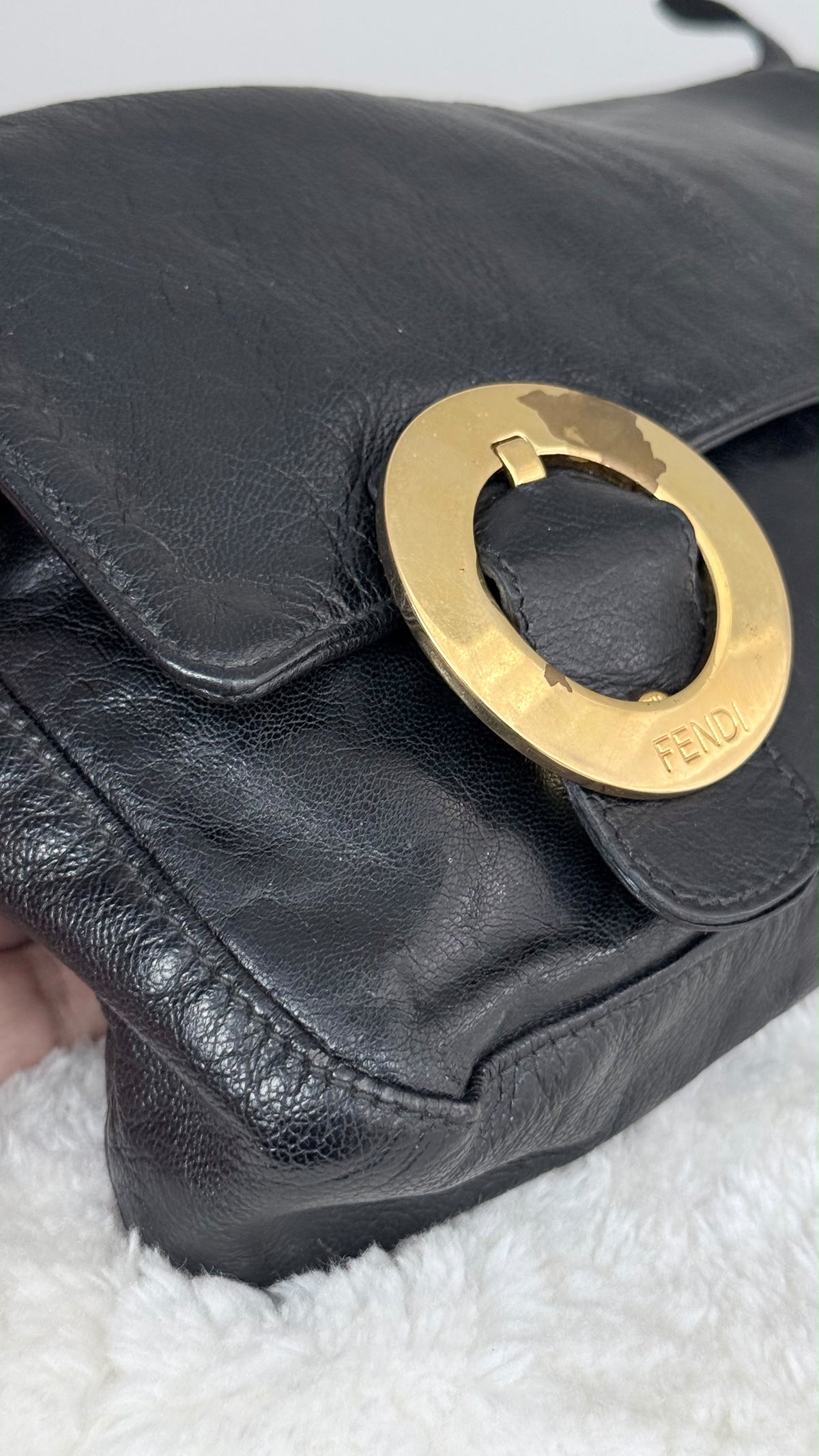 FENDI shoulder FF Leather Black