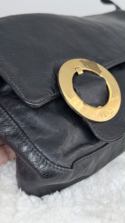 FENDI shoulder FF Leather Black