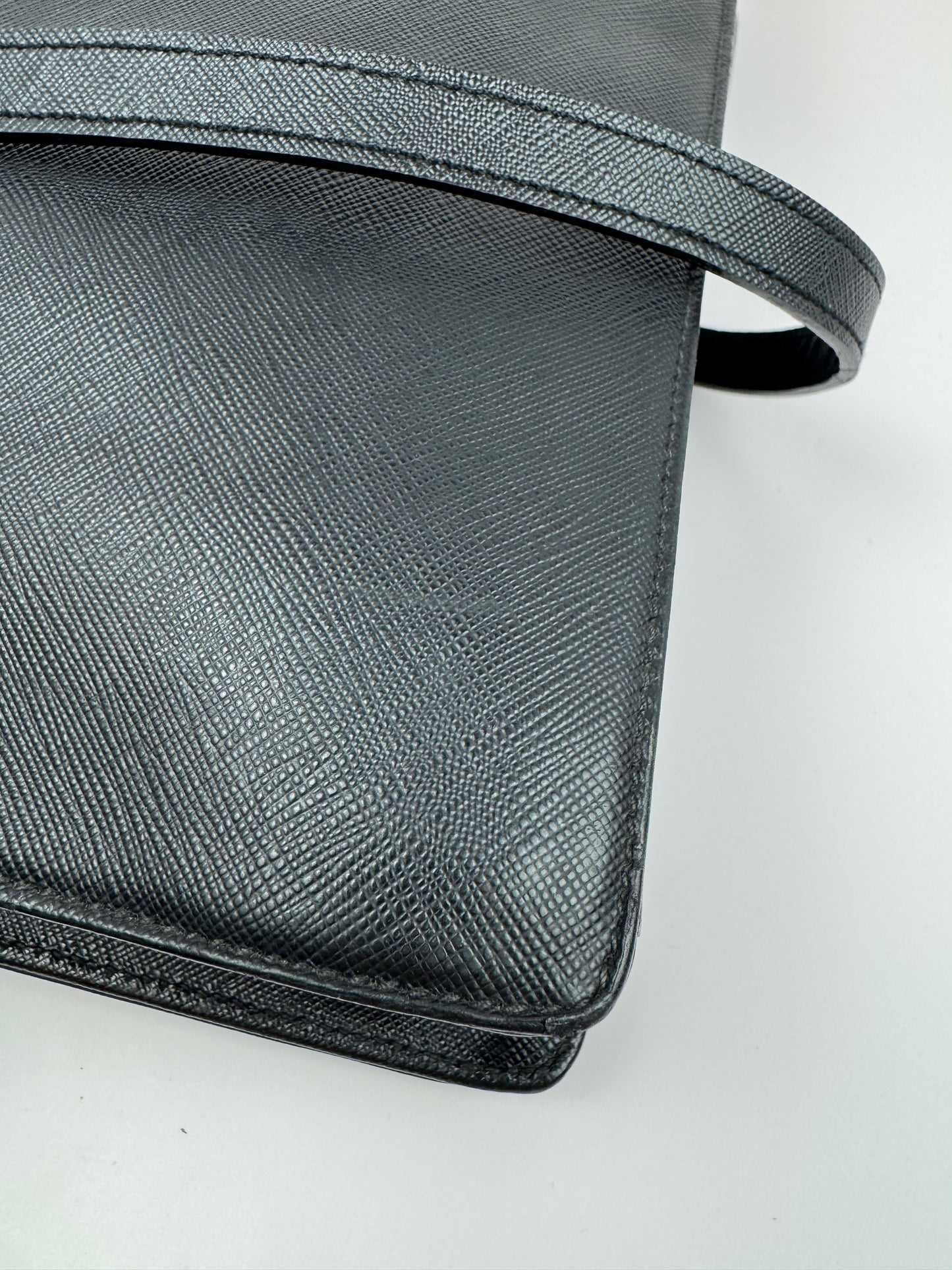 Prada Saffiano Business Briefcase two tone Black& Blue