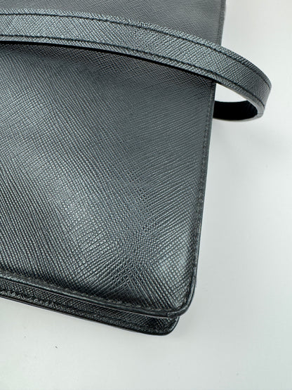 Prada Saffiano Business Briefcase two tone Black& Blue
