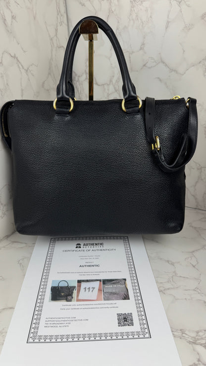 Prada Vitello Daino Leather Tote Black