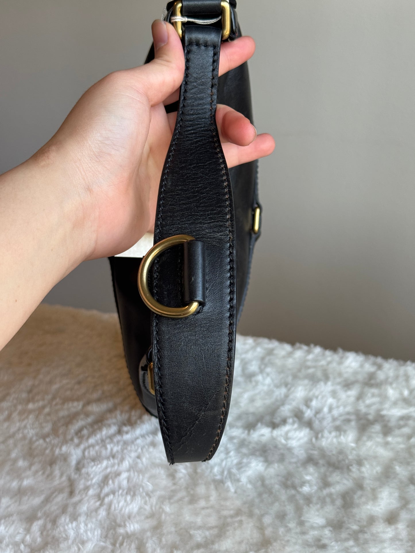 GUCCI Reins Hobo Leather Black