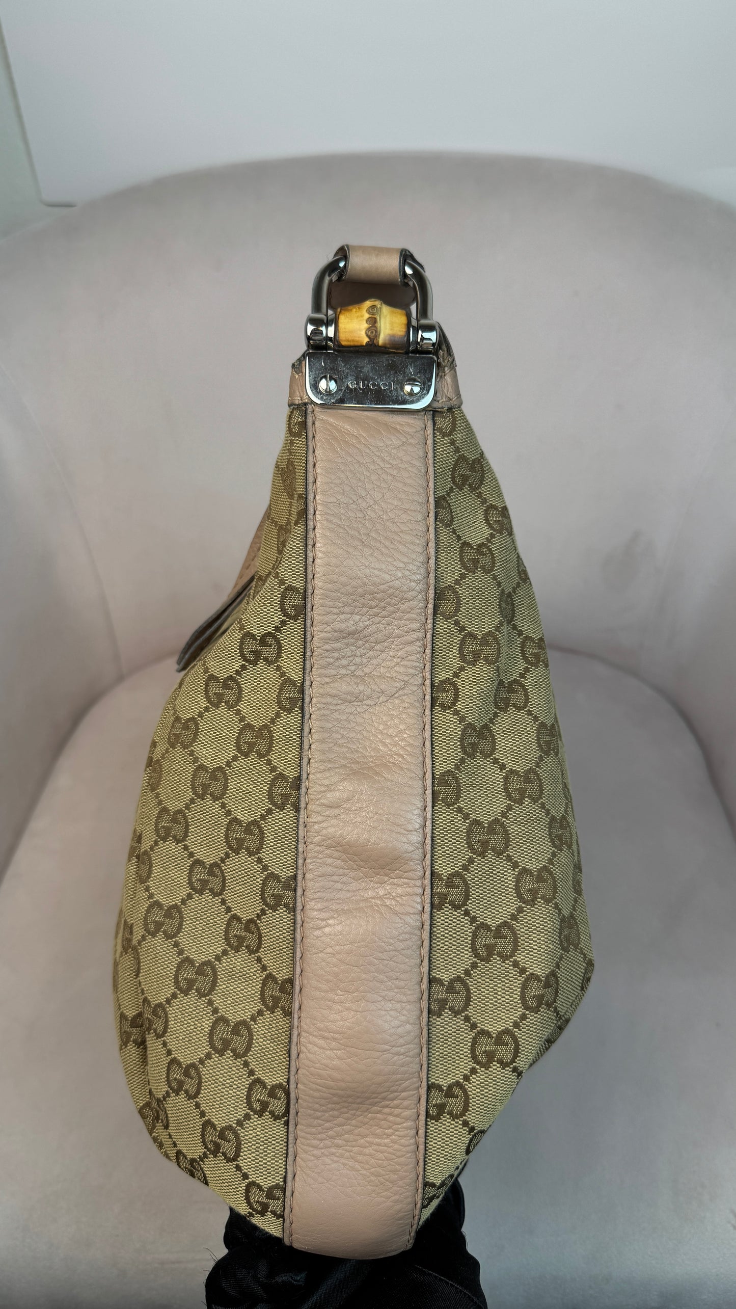 Gucci Hobo Bamboo Bar Shoulder bag Nude Pink