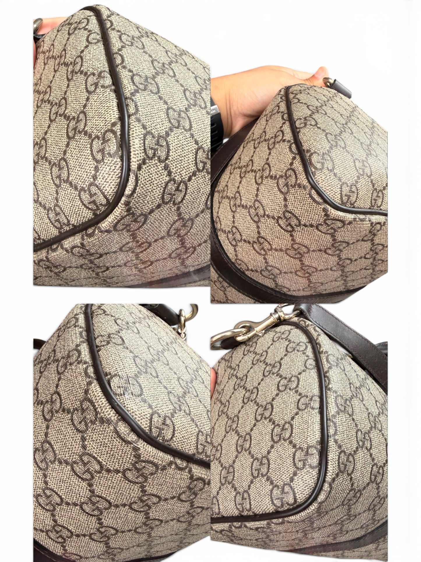 GU16👜 Gucci Boston With Strap Coated canvas