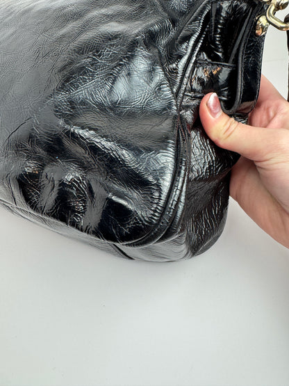 FENDI Patent Fly Shoulder Bag Black