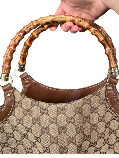 Gucci GG Canvas Top Handle Bamboo Brown