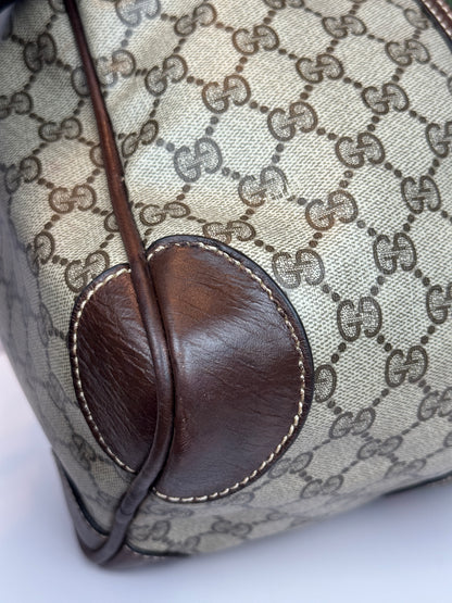 GUCCI Vintage Web Travel GG Coated Canvas Brown