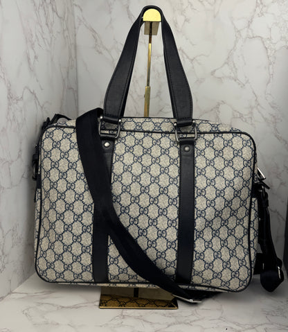 Gucci Briefcase Convertible Zip Around GG Coated Canvas Medium