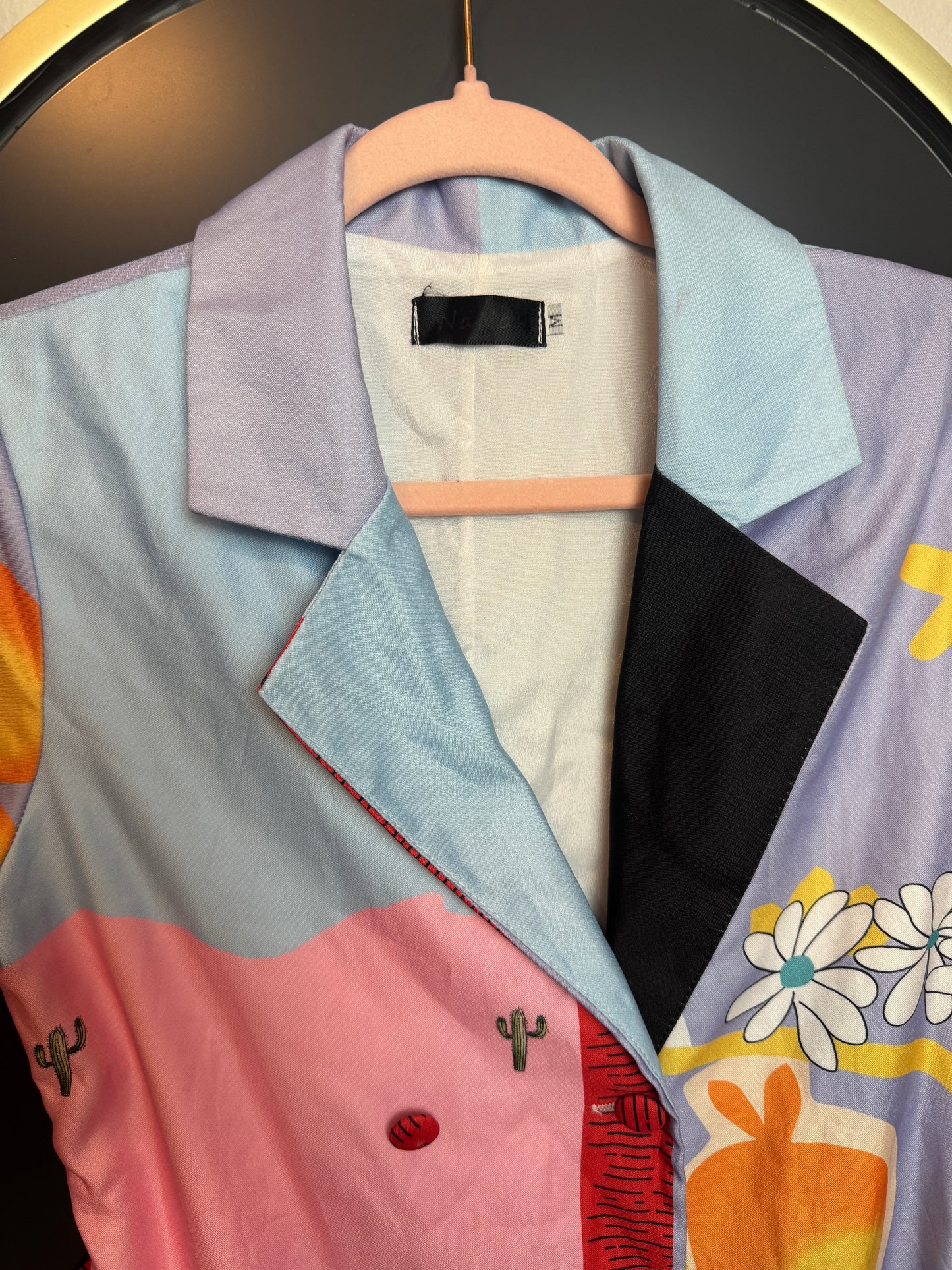D14👗Pastel Pop Art Shirt Dress – Pre-Owned (All Sales Final) 💙🌼✨