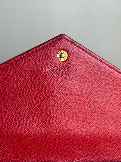 LOUIS VUITTON Classic wallet on chain matelasse Chevron leather medium red