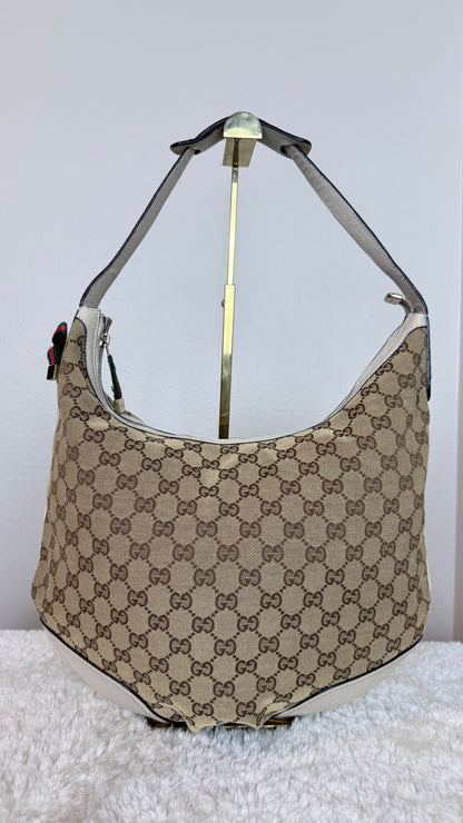 GUCCI Web bow Hobo GG Canvas white