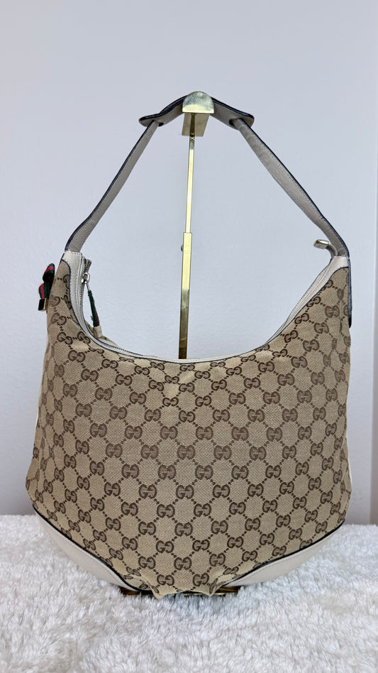 GUCCI Web bow Hobo GG Canvas white