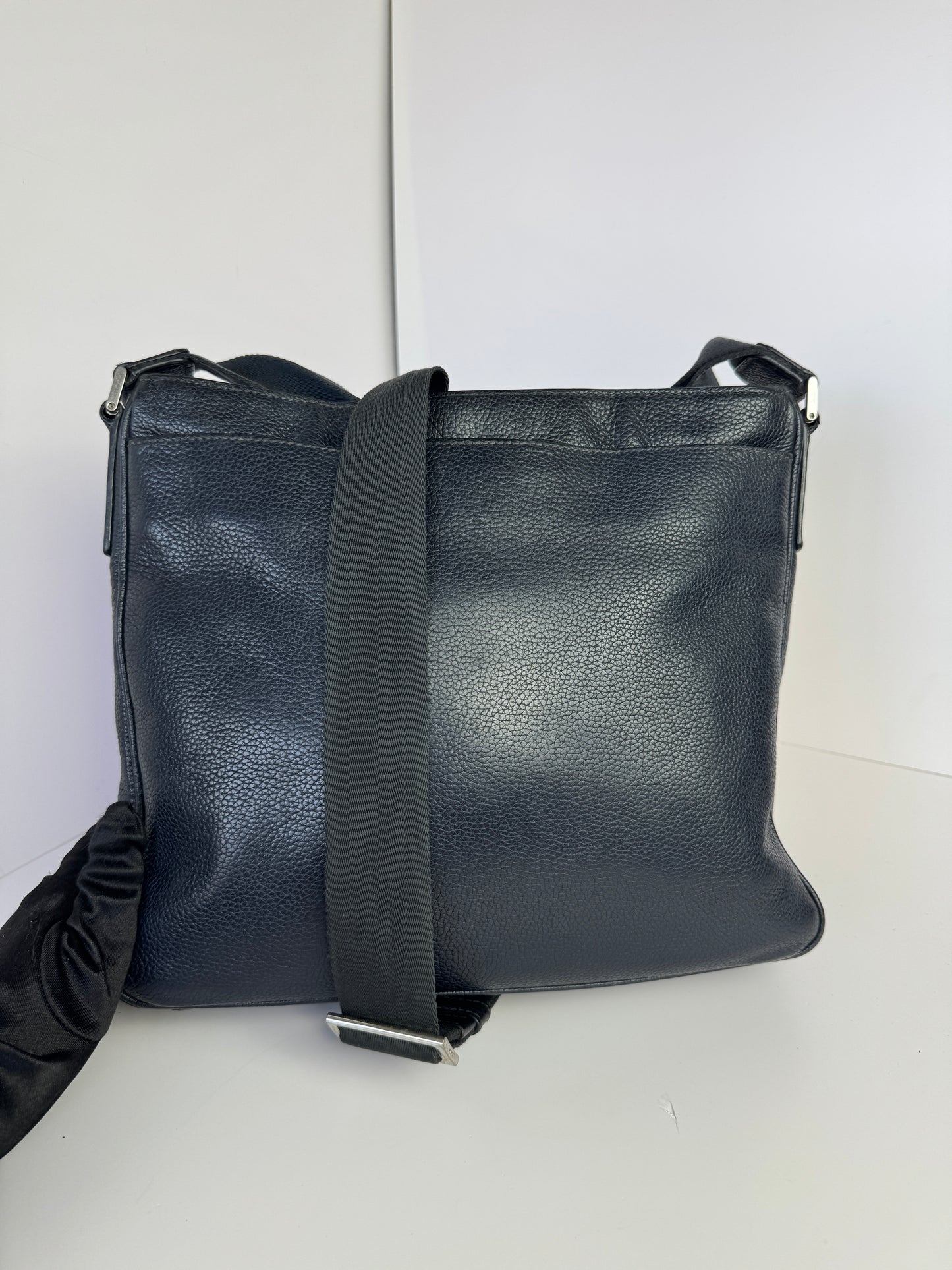 PRADA Pocket Leather Messenger Navy