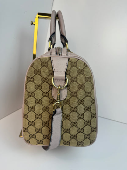 Gucci Web Stripe Boston Pink With Strap