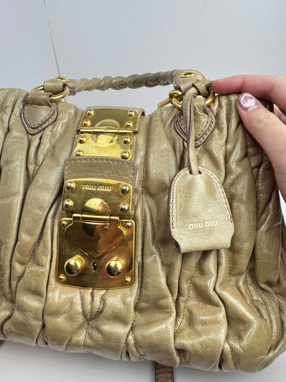 Miumiu Matelasse handle beige leather