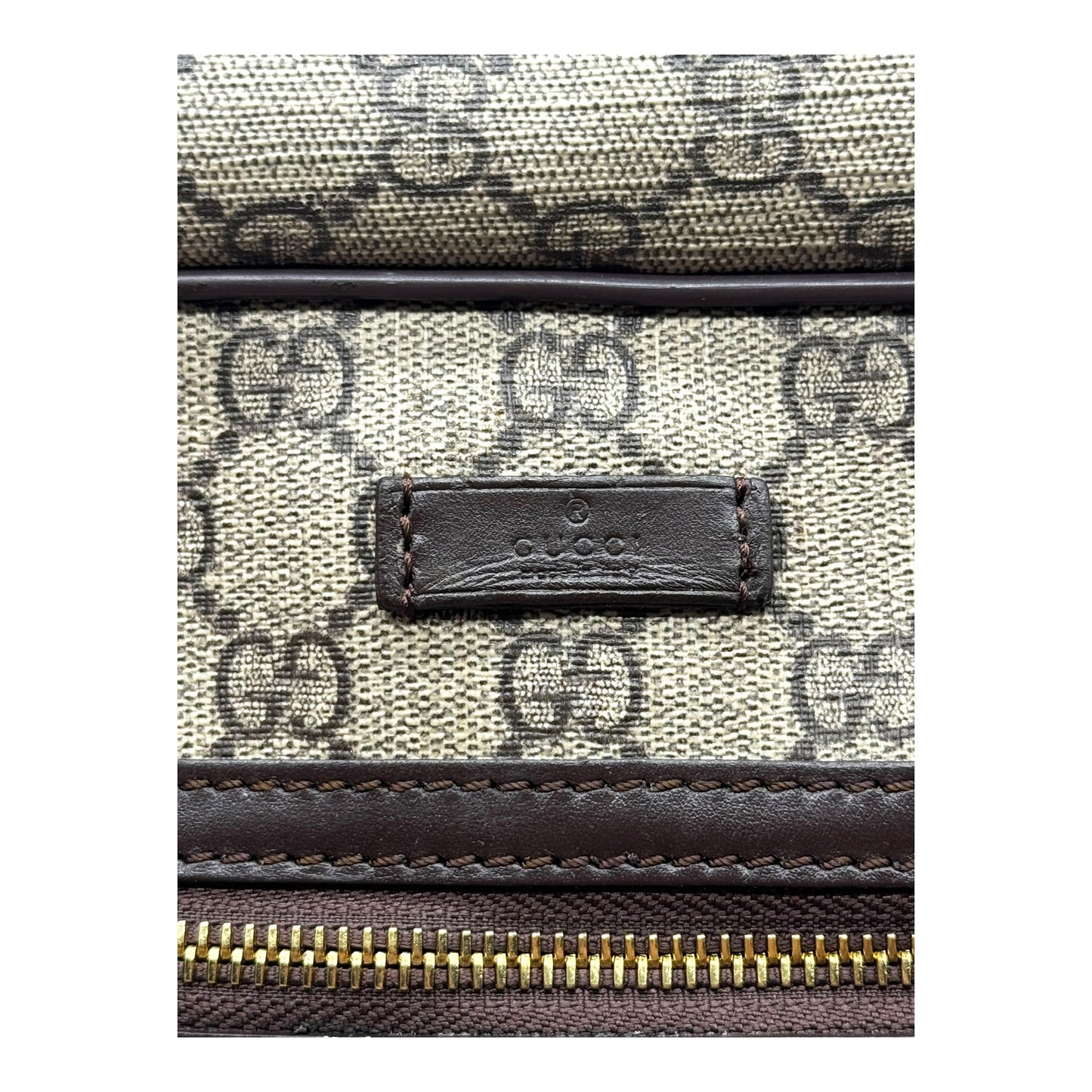 Authentic Gucci Front Zip camera Bag GG Coated