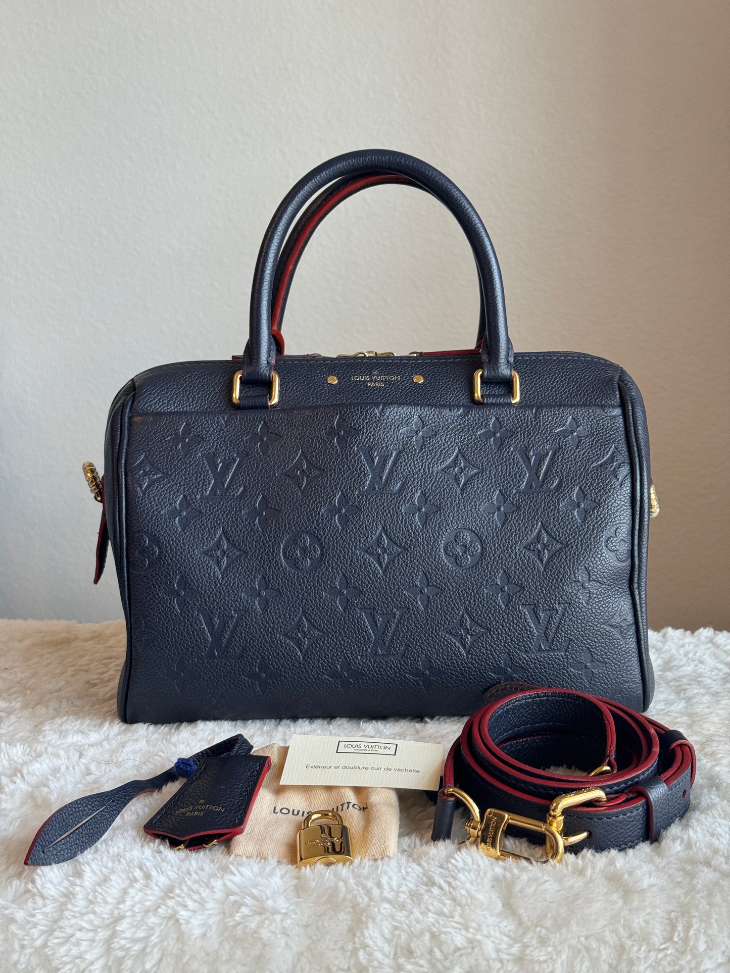 LOUIS VUITTON speedy25 Bandoulière Monogram Empreine  Leather Navy