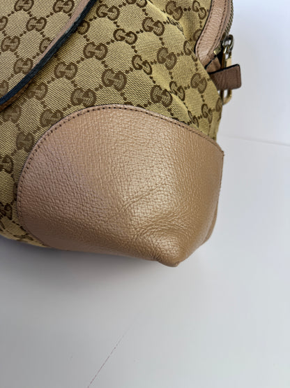 GUCCI Bree GG Canvas Shoulder Bag Pink Nude