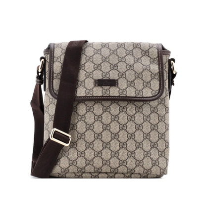 Gucci Flap Messenger GG Coated Canvas Brown