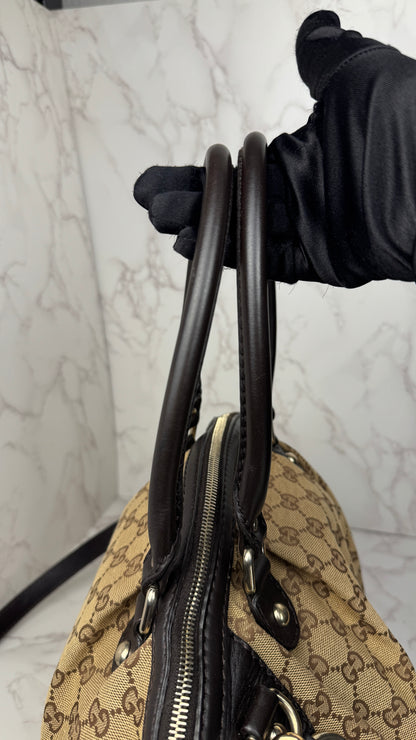 Gucci Sukey Boston With Strap GG Canvas Brown