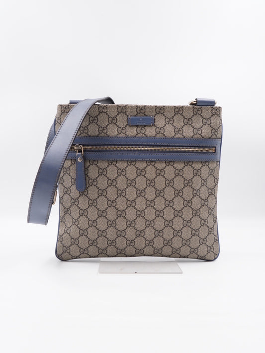 Gucci GG Canvas Messenger Crossbody – Blue Leather Trim( Vintage)