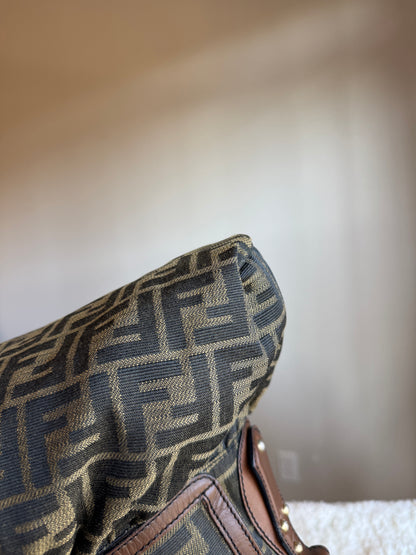 FENDI Pleated Zucca Canvas Shoulder bag
