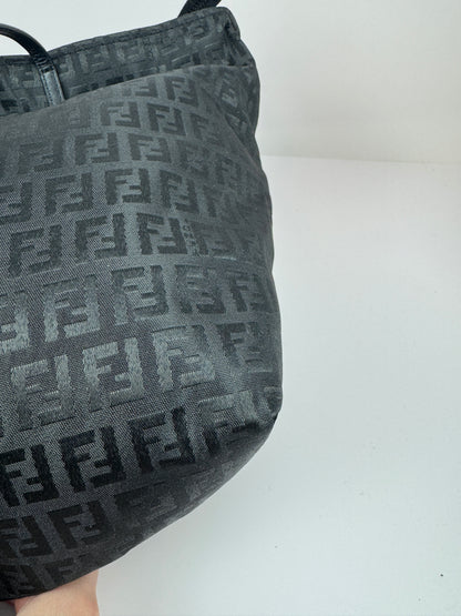 Fendi Zucchino Tote Canvas Black