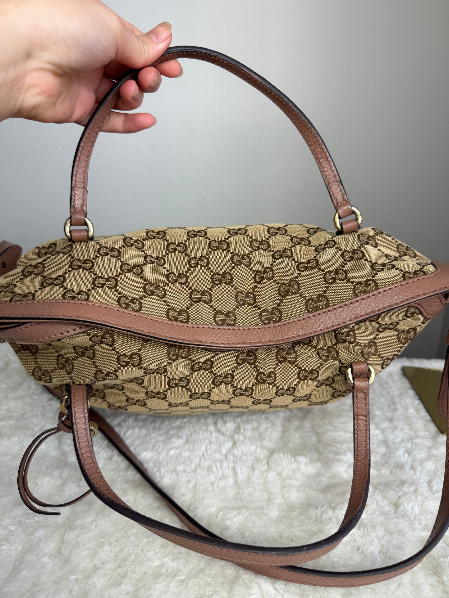 GUCCI Bree Top Handle GG Canvas Pink
