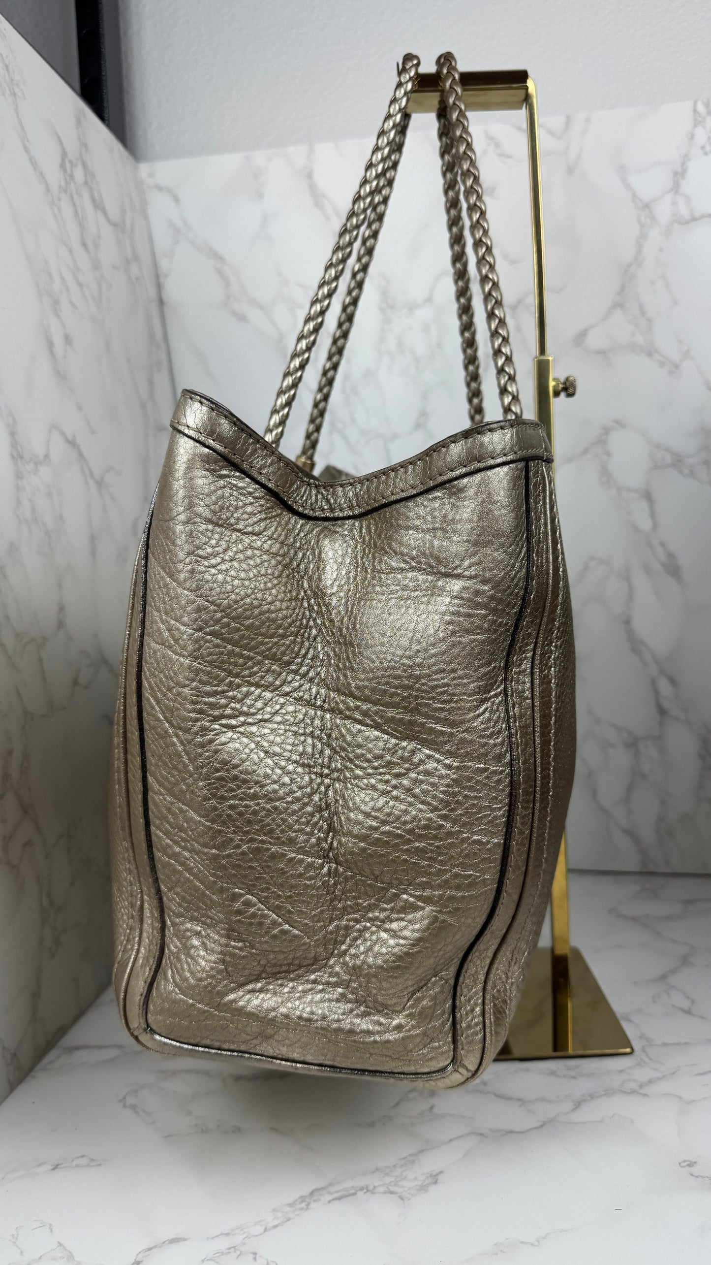 Gucci Bella Metallic Leather Tote Bag