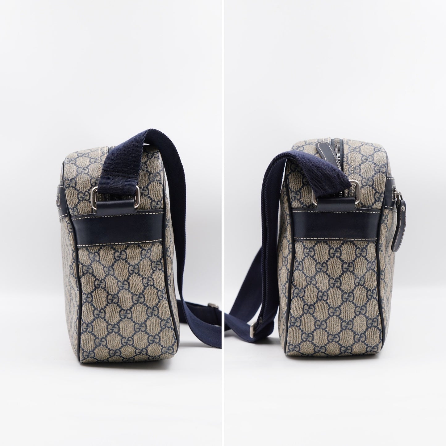 Gucci Front Zip Large Messenger Navy