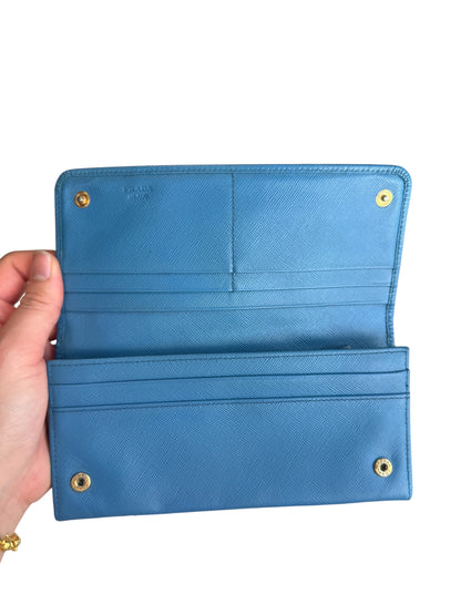 WA6👛 Prada Saffiano Leather Blue (included COA) Retail $995