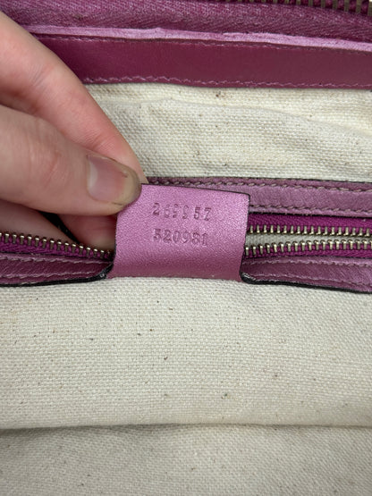 GUCCI Heart Bit Handbag with strap GG Canvas Pink