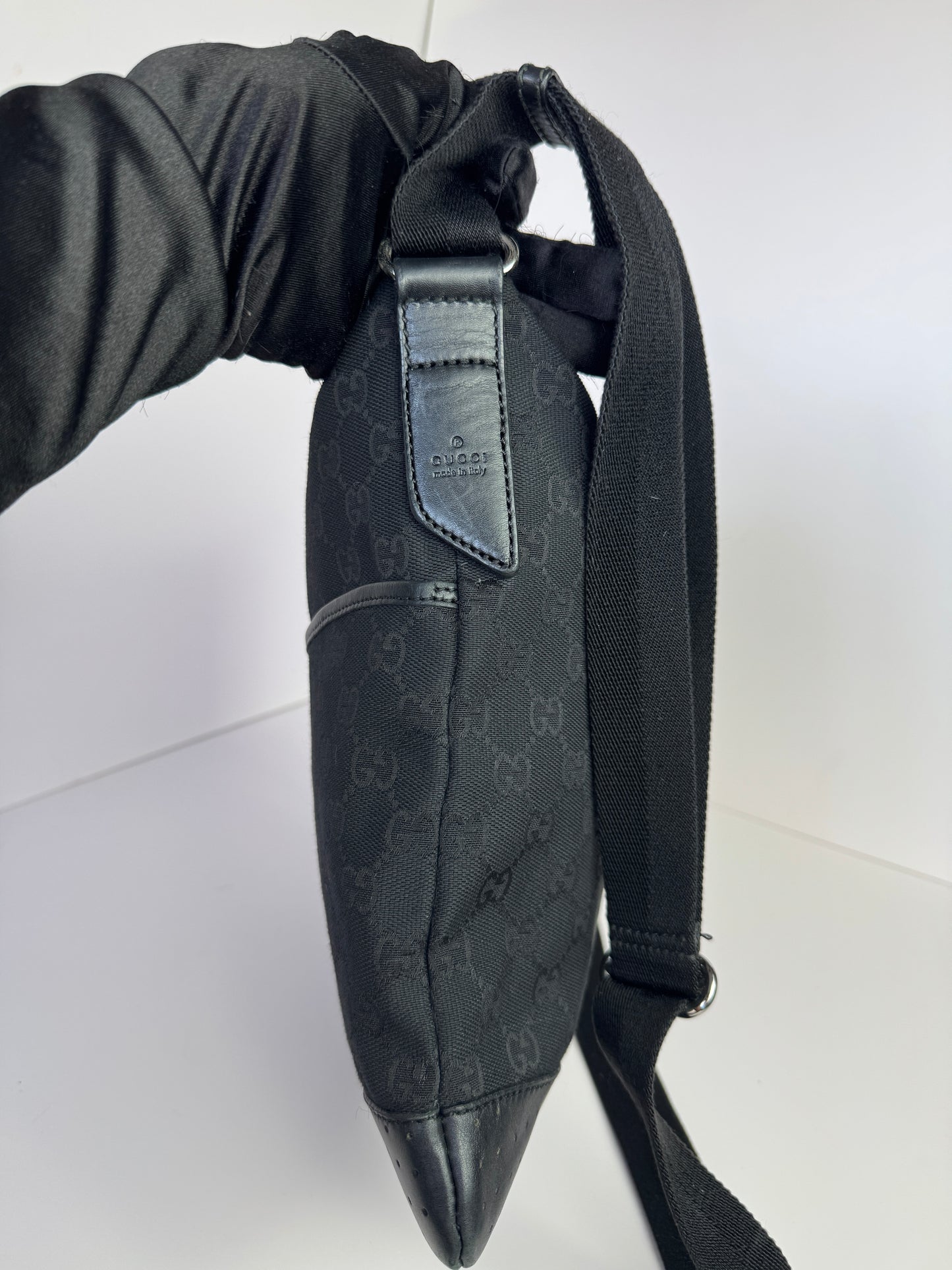 GUCCI Front pocket Messenger GG Canvas with Perforated Leather medium