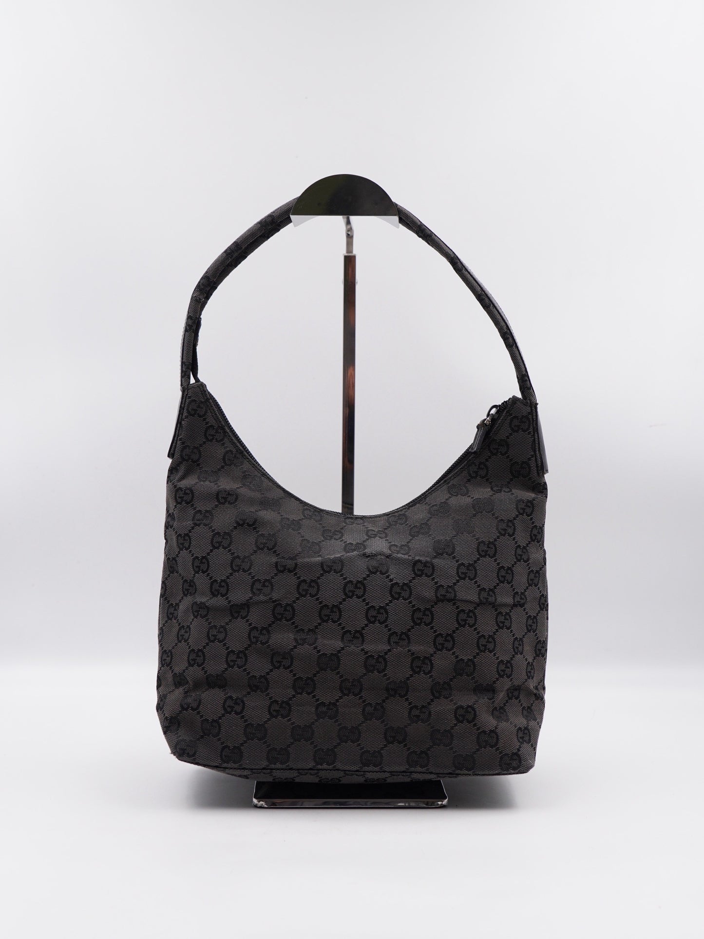 Gucci Black GG Canvas Hobo Shoulder Bag