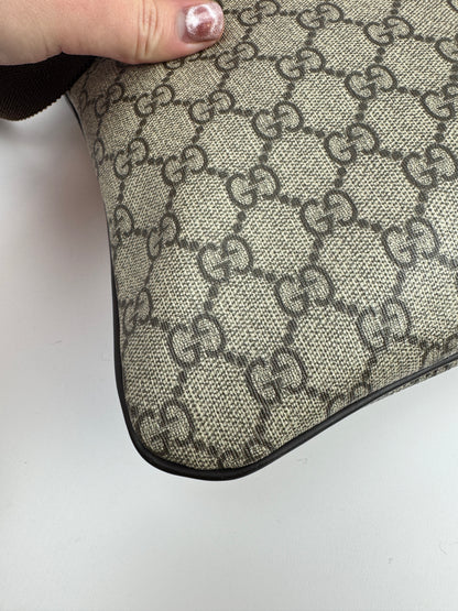 Gucci Flat Zip Top Messenger Coated Canvas Brown