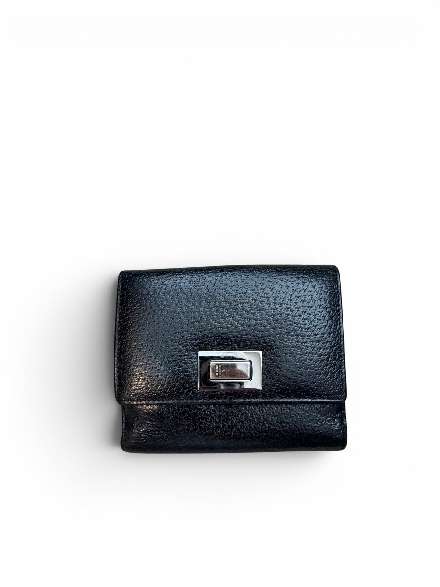 WA27👛 Gucci wallet compact leather Black