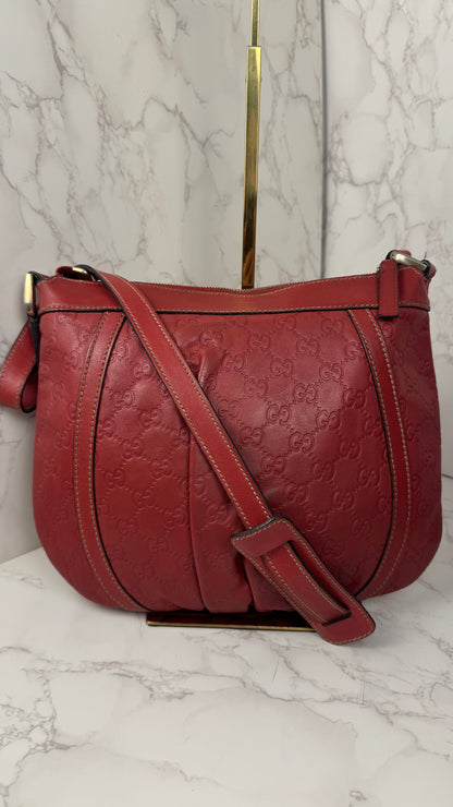 Gucci Abbey GG Monogram Embossed Leather Red