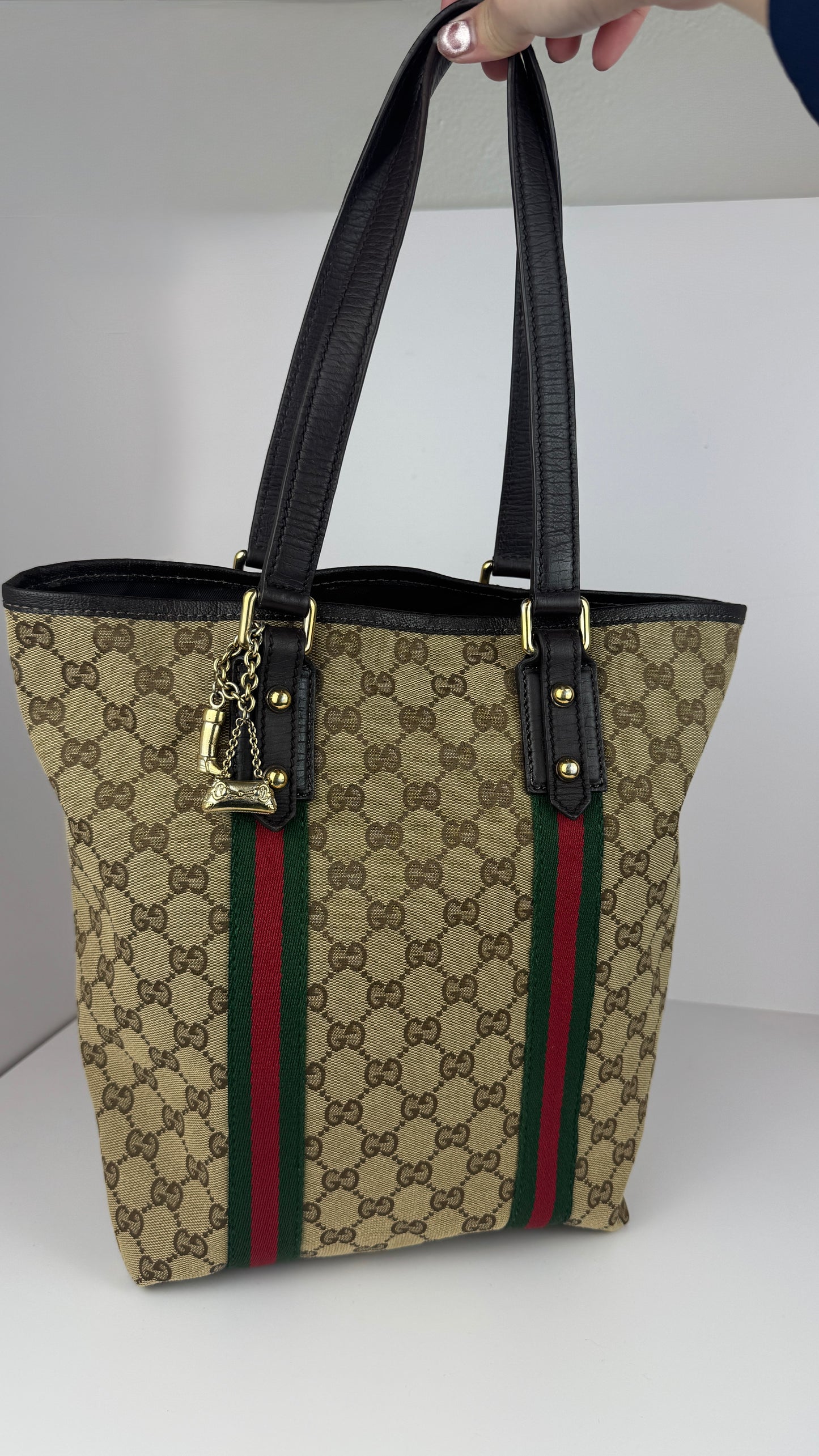 Gucci Web Tote GG Canvas  Brown