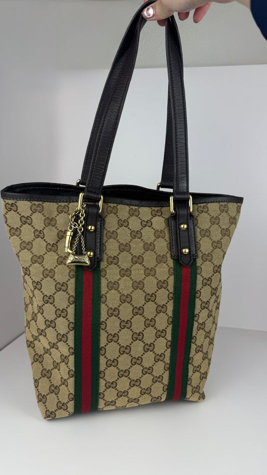 Gucci Web Tote GG Canvas  Brown