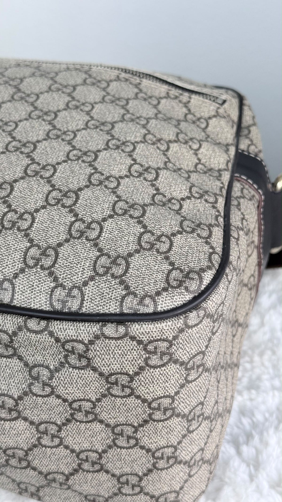 GUCCI Front Zip Camera GG Coated Canvas Large
