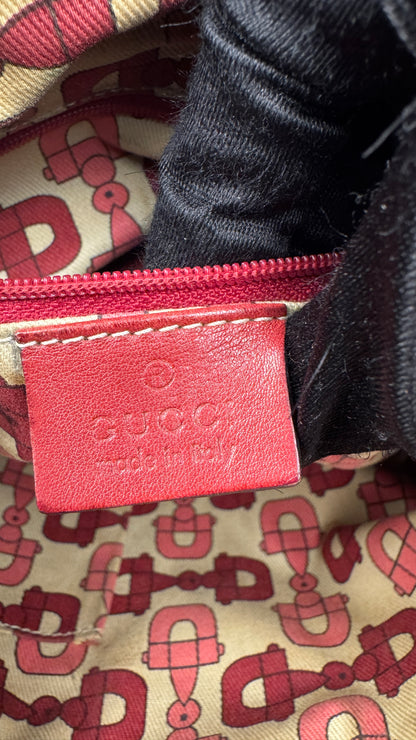 Gucci Abbey GG Monogram Embossed Leather Red