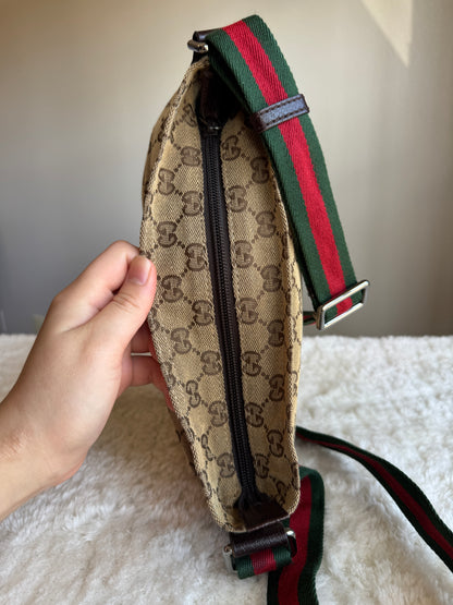 GUCCI Web Strap Camera GG Canvas Brown