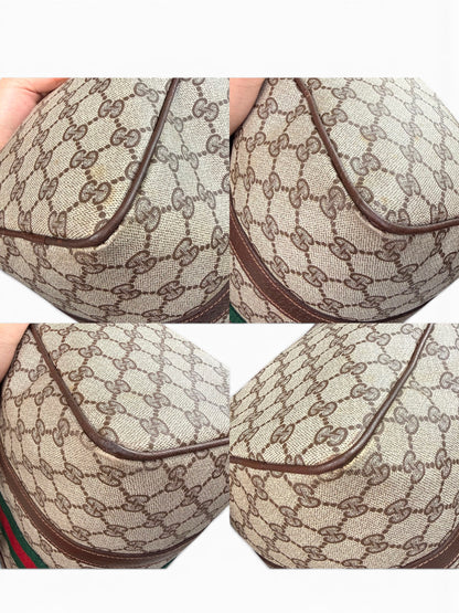 Gucci Vintage Web Stripe Coated Canvas Brown