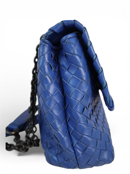 Bottega Veneta Nappa Intrecciato Large Olimpa Bag Blue