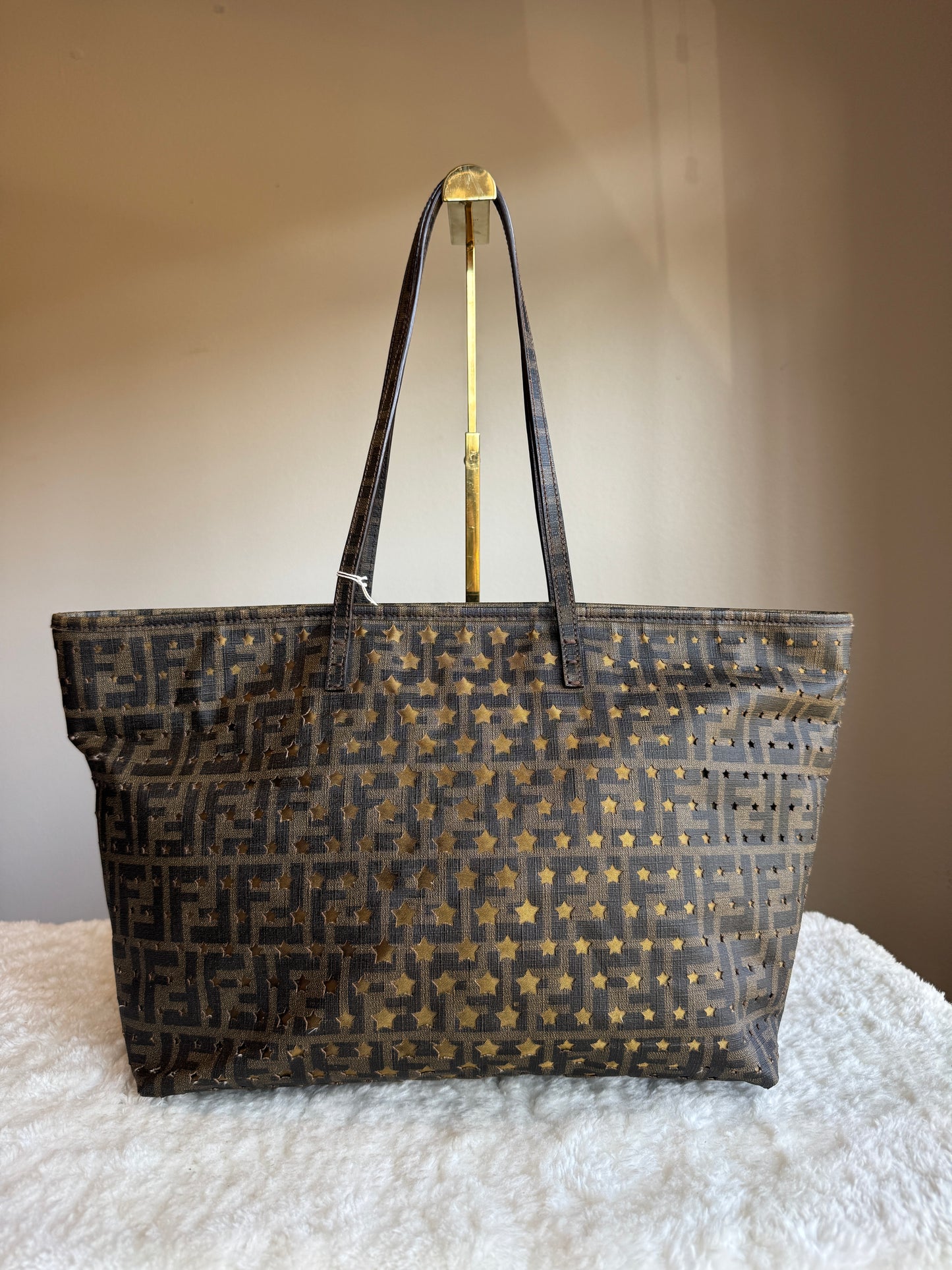 FENDI Tobacco Zucca Print Star Perforated Coated canvas Medium
