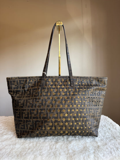FENDI Tobacco Zucca Print Star Perforated Coated canvas Medium
