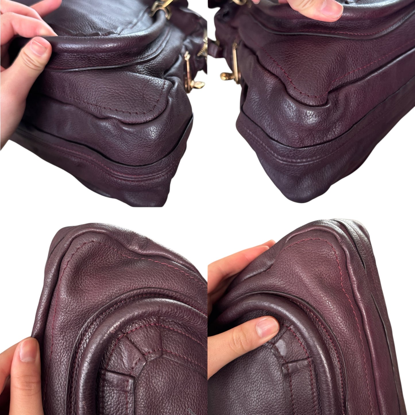 Chloe Paraty Top Handle bag Leather Medium Dark Burgundy