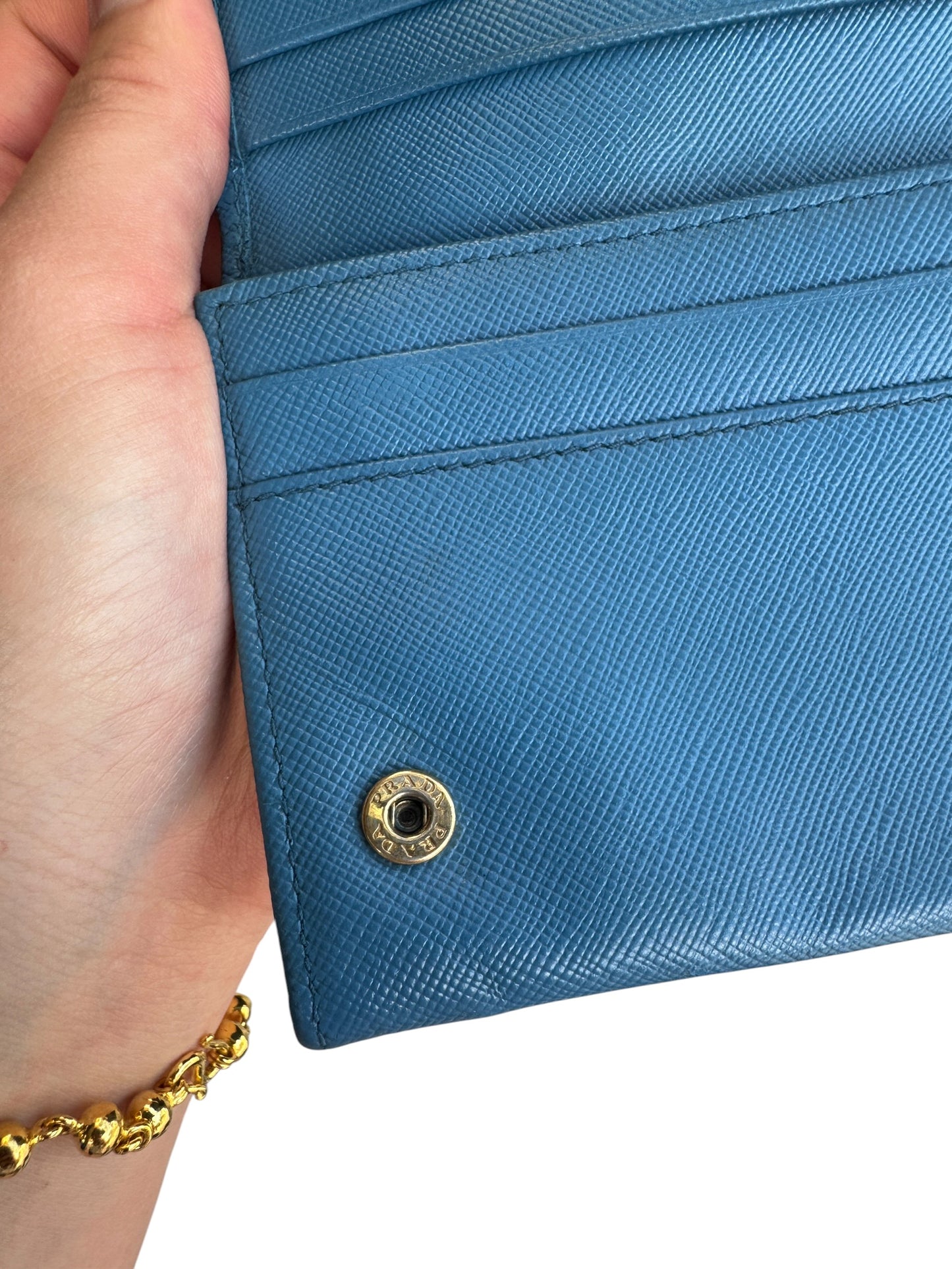 WA6👛 Prada Saffiano Leather Blue (included COA) Retail $995