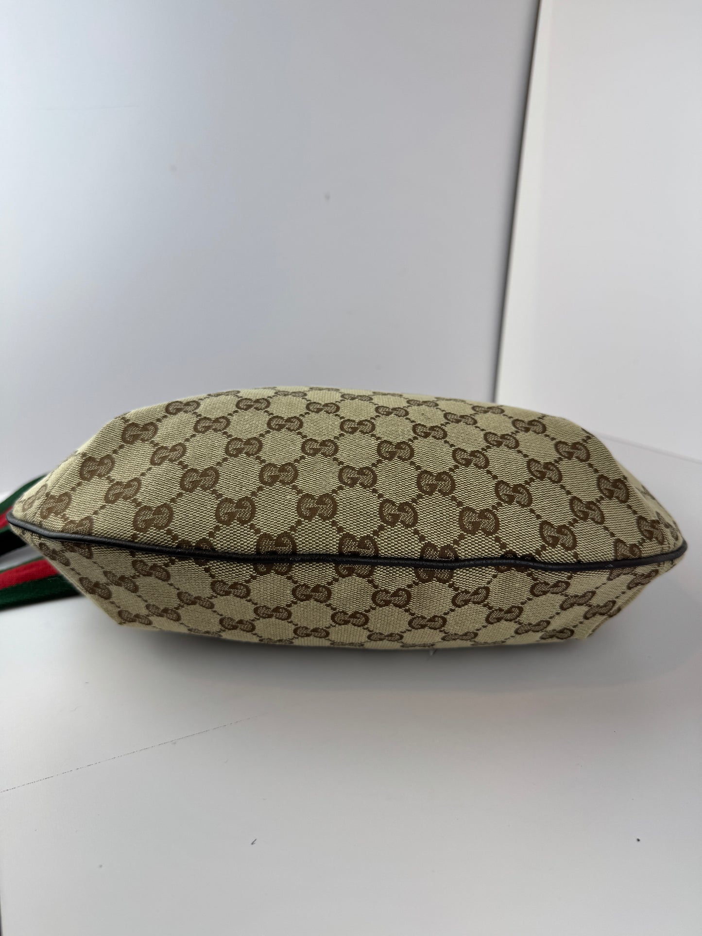 Gucci Web Halfmoon Crossbody GG Canvas
